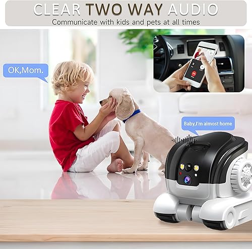 Miniatura 5 de Cámara para mascotas, robot móvil 1080P para interiores con aplicación de teléfono, cámara de seguridad para el hogar, monitor inalámbrico mejorado