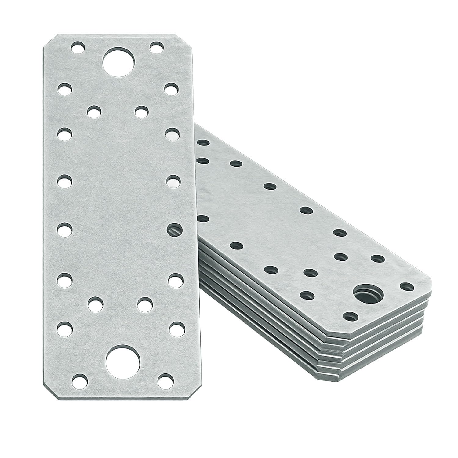 Omideas 10 X Flat Joining Plates (140 X 55 X 2) Heavy Duty Straight Perforated Braces Brackets Timber Wood Metal Galvanised Steel Fixing Repair 601754991196