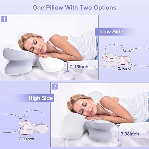 Miniatura 4 de QIYVLOS Cervical Neck Pillow for Neck and Shoulder Pain Relief, Ergonomic Contour Orthopedic Neck Support Pillow for Side,Back & Stomach Sleepers,