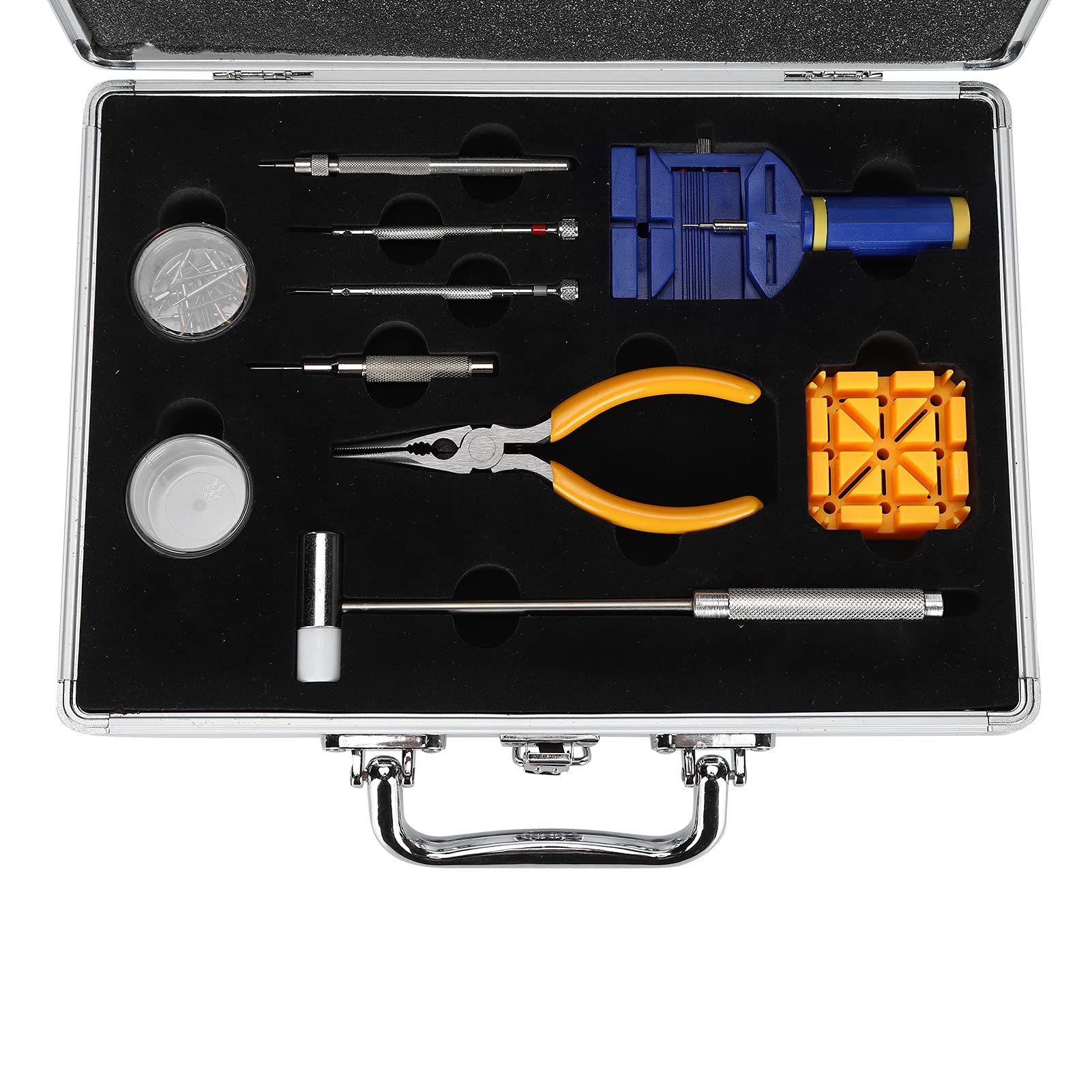 Kit de eliminación de eslabones de reloj, herramienta de reparación de removedor de pasadores de eslabones de correa de reloj, kit de reparación de relojes profesional Juego de