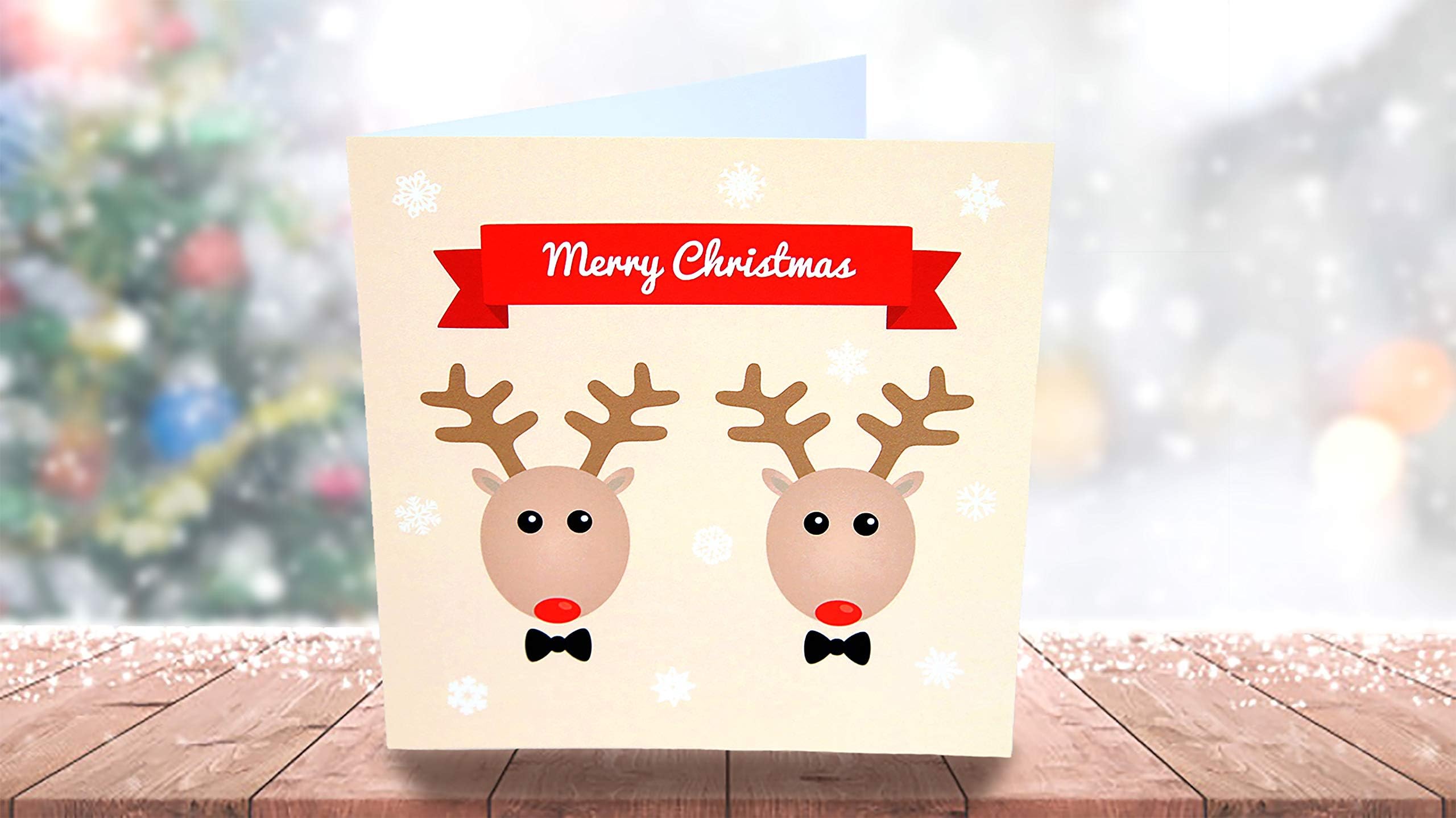 Gay Christmas Card - Reindeer Couple (150x150mm) by Compatible Cards - Husband Christmas Card - Boyfriend Christmas Card