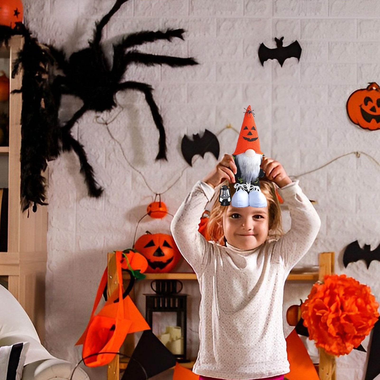 Ręcznie robione krasnale na Halloween, szwedzki kapelusz z twarzą dyni, bez