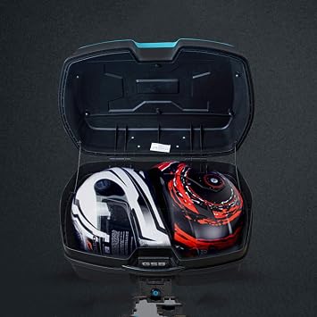 Motorcycle Trunk Top Lock Storage Carrier Case Motorcycle Accessory Portable Trunk Lid Organizer Storage Bag Motorcycle Tour Tail Box,Black Plus Sky Blue