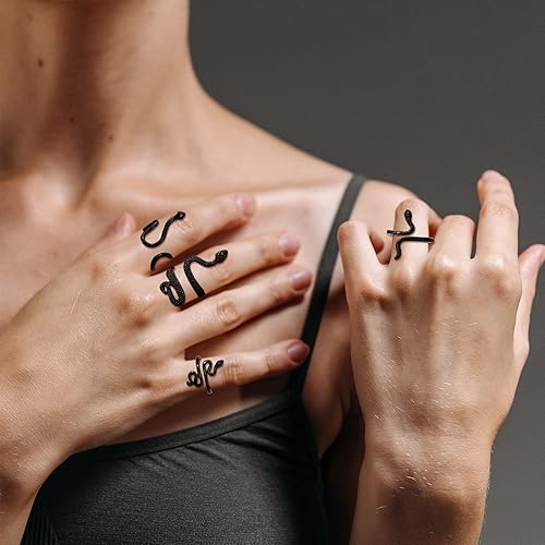 Miniatura 10 de Long tiantian Anillo de serpiente ajustable de plata con circonita cúbica, anillos de serpiente abiertos para mujeres, adolescentes y niñas