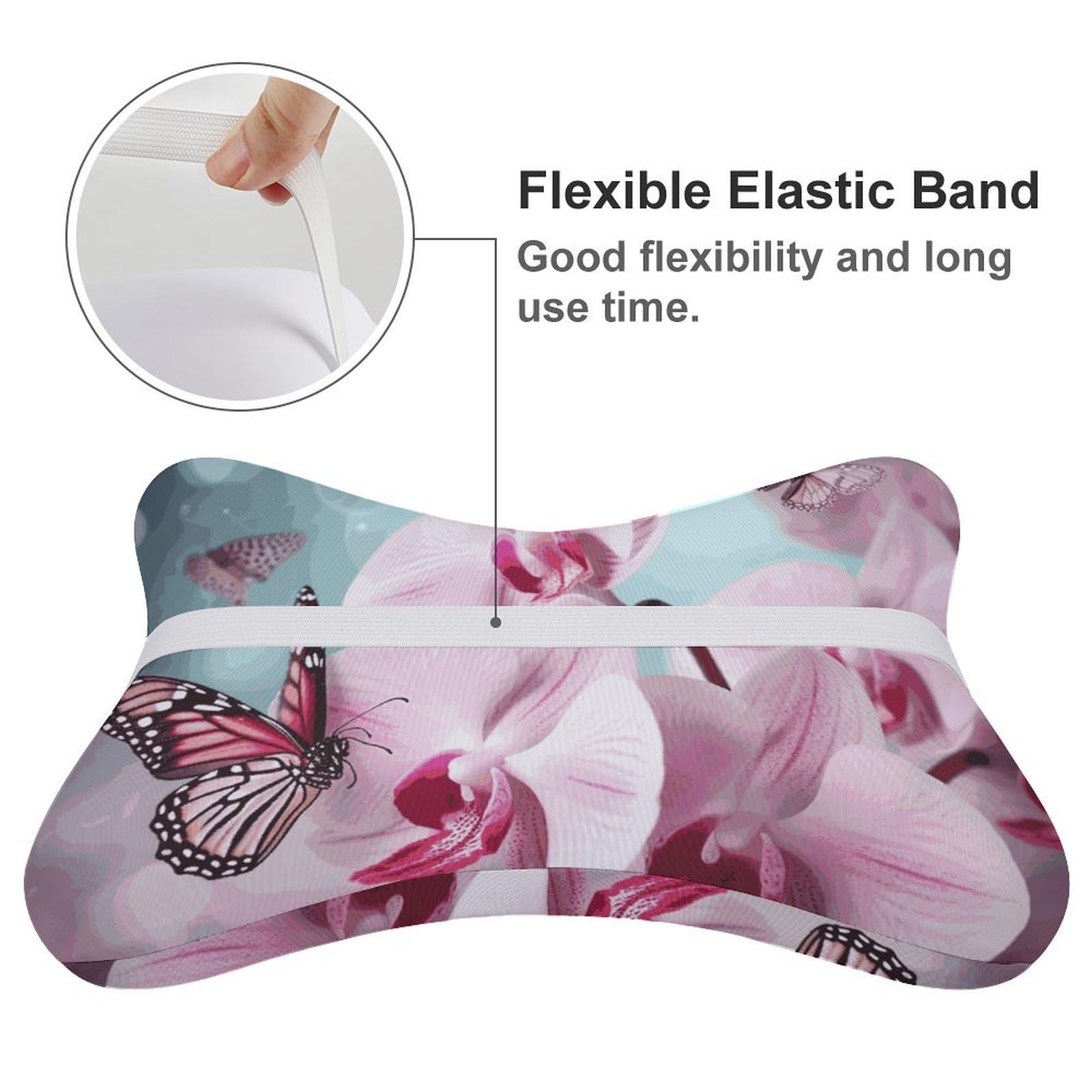 Almohada de primavera suave y fresca con diseño de orquídea, núcleo de almohada de espuma viscoelástica, cojín que proporciona apoyo para el cuello, almohadas de coche para viajes y oficinas