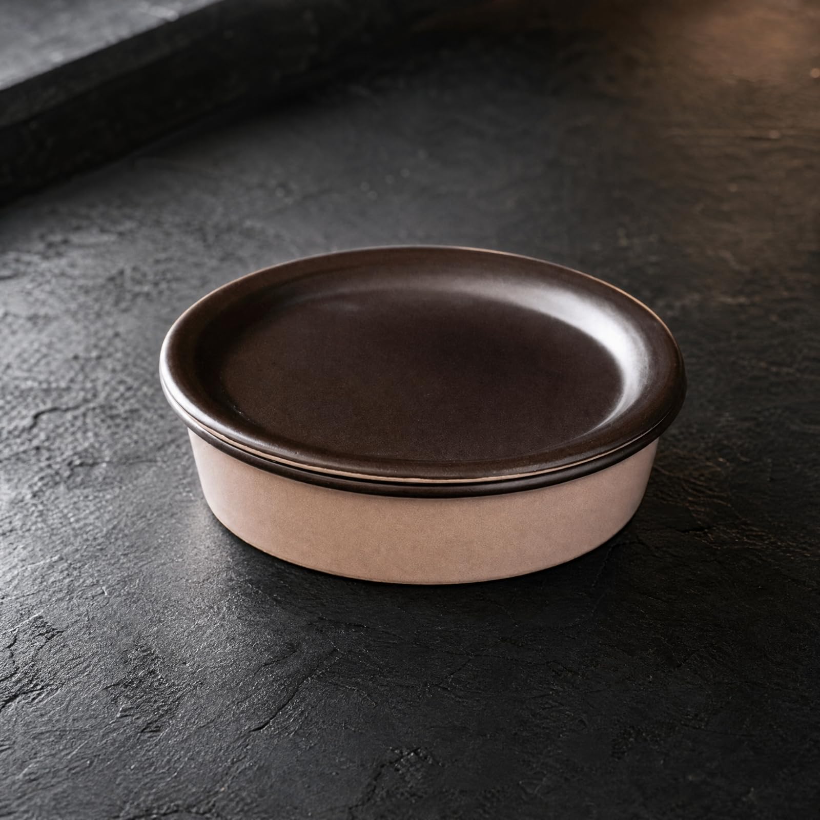kowaku Pirofila Rotonda Bassa Resistente Alte Temperature Pirofila con Bordo Rialzato Superficie Opaca Teglia da in Ceramica per Domestica, L