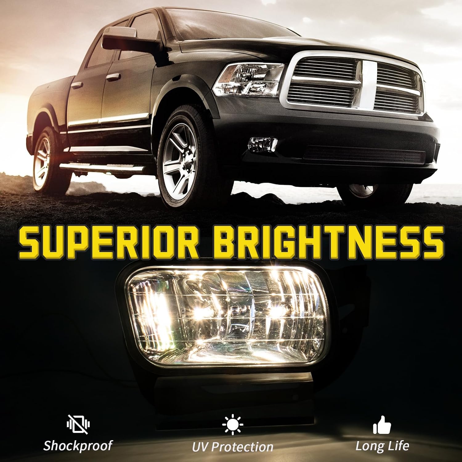 VPIMOZO Fog Lights for 2009-2012 Dodge Ram 1500 2010-2018 Dodge Ram 2500/3500 Front Bumper Lamp Assembly Driver & Passenger Sides Clear Lens with Harness Brackets and Bulbs OEM Number 55372735AA