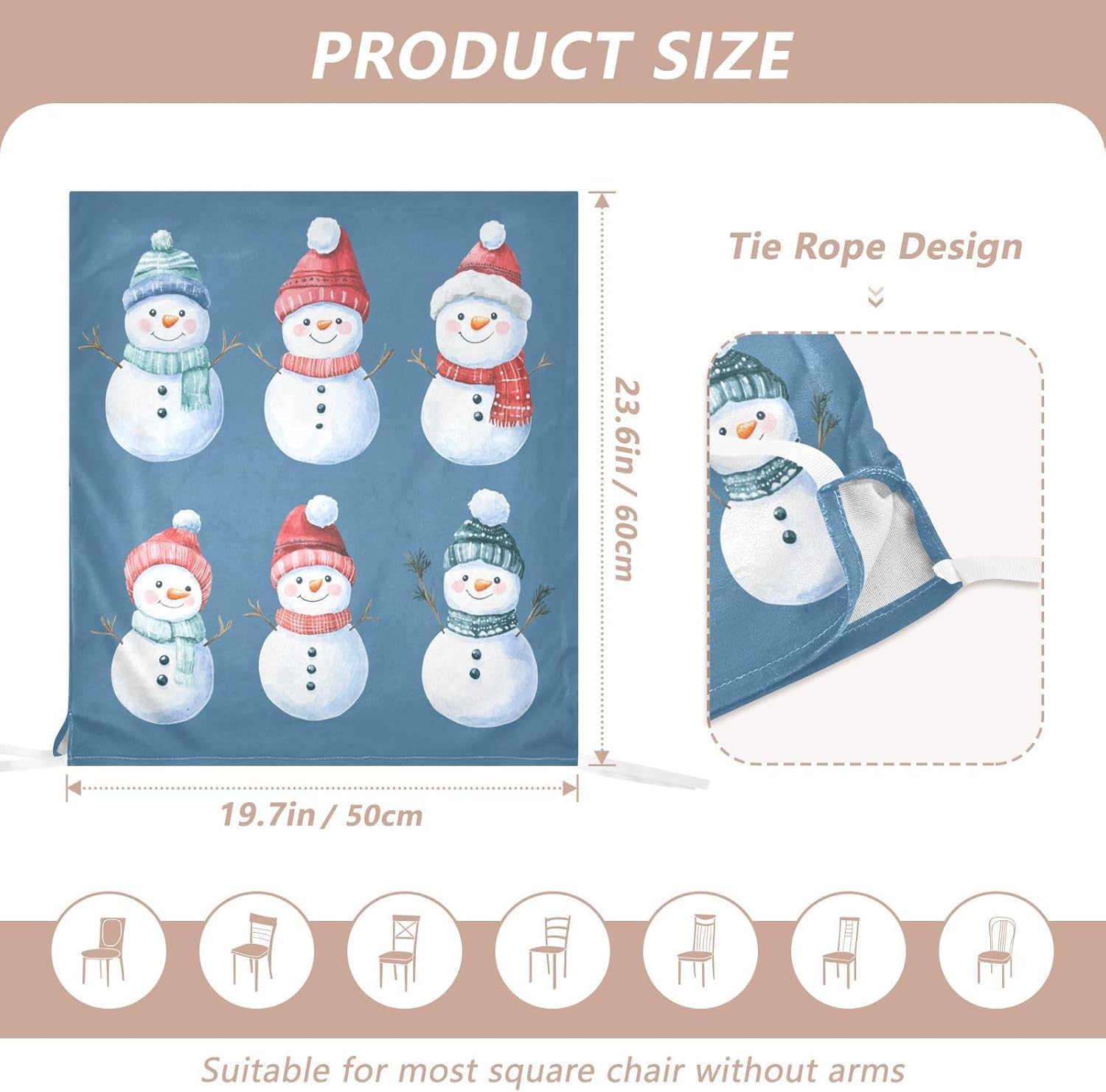 MNSRUU Christmas Chair Back Cover for Dining Room,Snowman Chair Slipcovers Set of 6,Snowman Chair Cover for Kitchen Hotel Holiday Party Decor,418