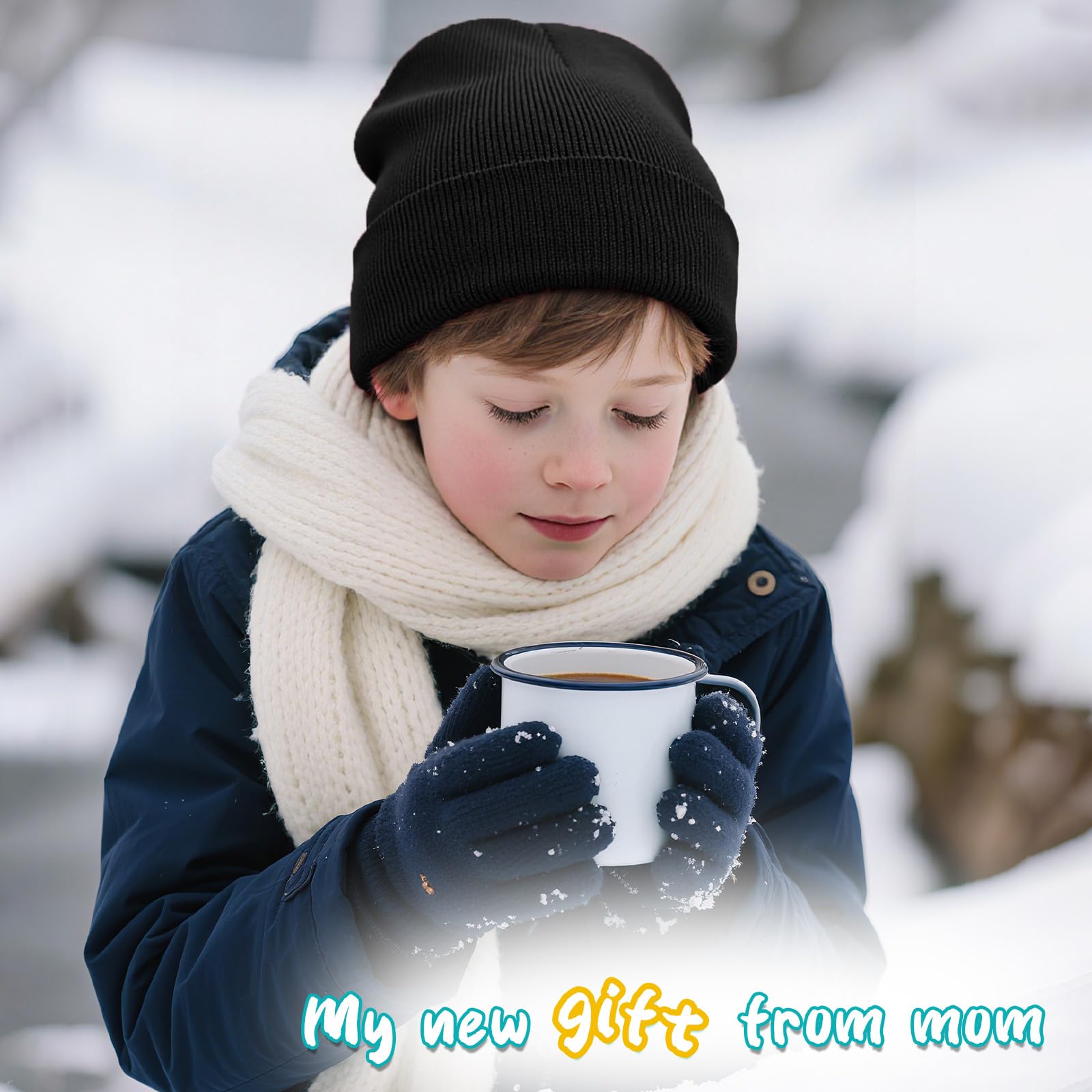 ZOORON Kids Beanie Boys Girls Beanies Children Winter Hats Children Knit Warm Caps Kids Soft Beanie Cap, 1pack-black, One size 2
