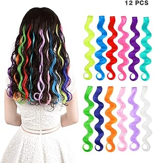 Amazon Com 12 Pieces Party Highlights Clip In Colored Hair