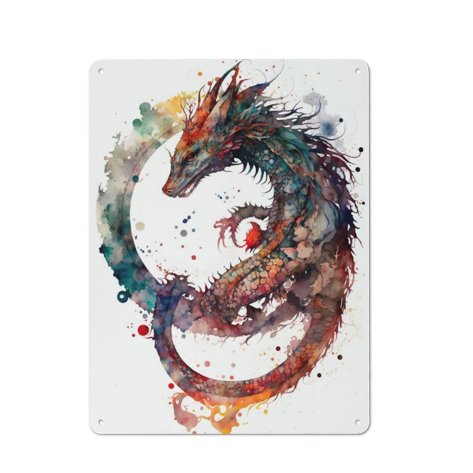 Junmoney Dragon 3 40X30cm Retro Tin Wall Plaque With For Pub Or Café, A Winter Wall Decor Update For Café Interior Fans