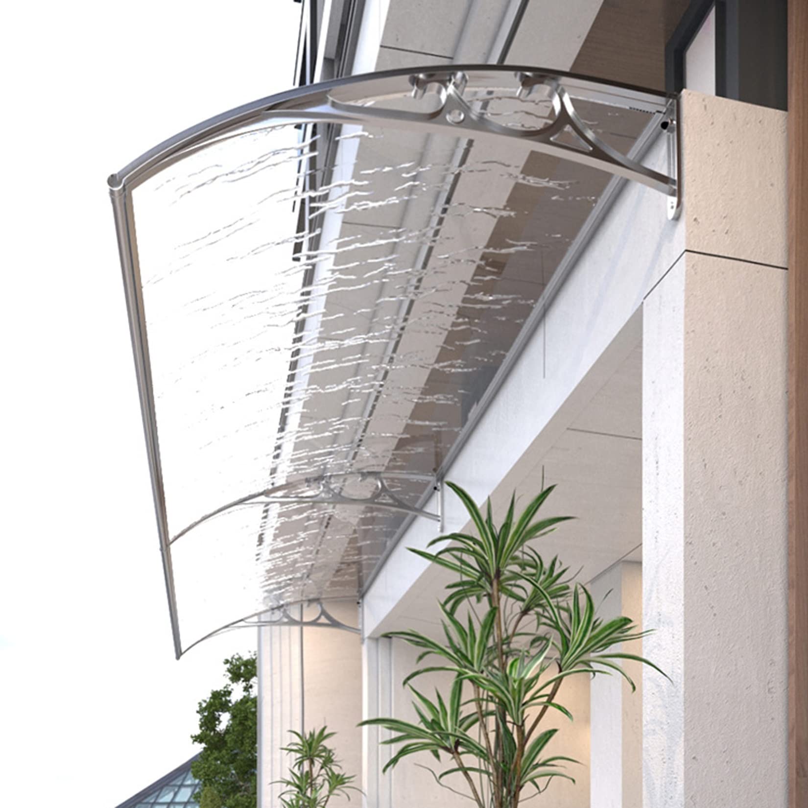 Door Canopy 40x40cm,50x60cm,50x90cm Wide,Outdoor Front Door Patio Sun Shetter,Entry Awning,Uv Rain Snow Protection Hollow Sheet,Polycarbonate Window Door Awning Canopy,50x140cm/20x55in - View #2