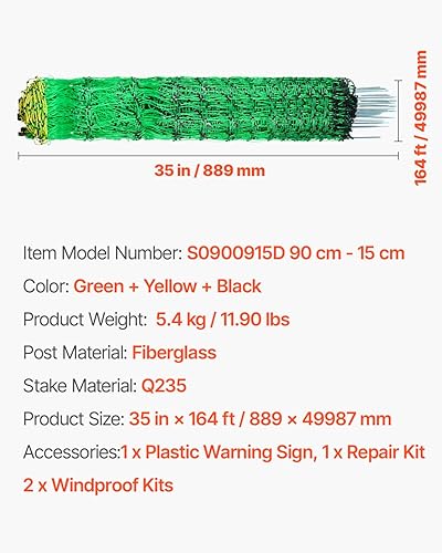 Miniatura 7 de Happybuy Red eléctrica para cerca, 35 pulgadas de alto x 164 pies de largo, cercado de polietileno con postes y estacas de doble pincho, malla