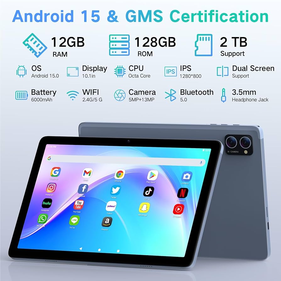 Android 15 タブレット 10.1インチ 12GB+128GB Amazon.com : Android 15 Tablet 10 Inch, 12GB RAM+64GB ROM+1TB