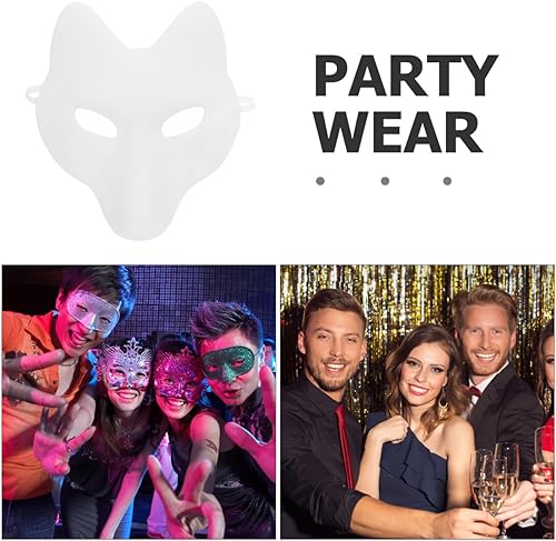 Miniatura 3 de STOBOK Máscara de zorro, máscaras de máscaras de 11.4 x 7.1 in, máscaras en blanco pintables para Halloween, zorros blancos, sin pintar, para