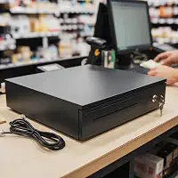 Caixa De Dinheiro Gaveta Registradora Preta Noteiro Moedeiro Abertura Automática e Manual