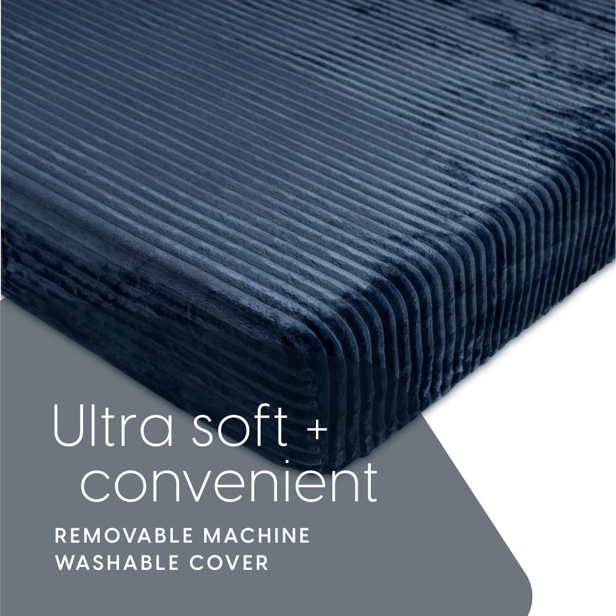 Milliard Tri Folding Sofa Mattress, 2024 Edition, Memory Foam Foldable Mattress with Ultra Soft & Washable Ribbed Fur Cover, Twin Size (Navy)