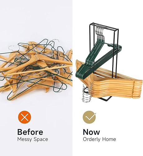 Miniatura 2 de Paquete de 2 organizadores de perchas, soporte de almacenamiento con capacidad para hasta 110 perchas de alambre para ropa, armario, lavandería,