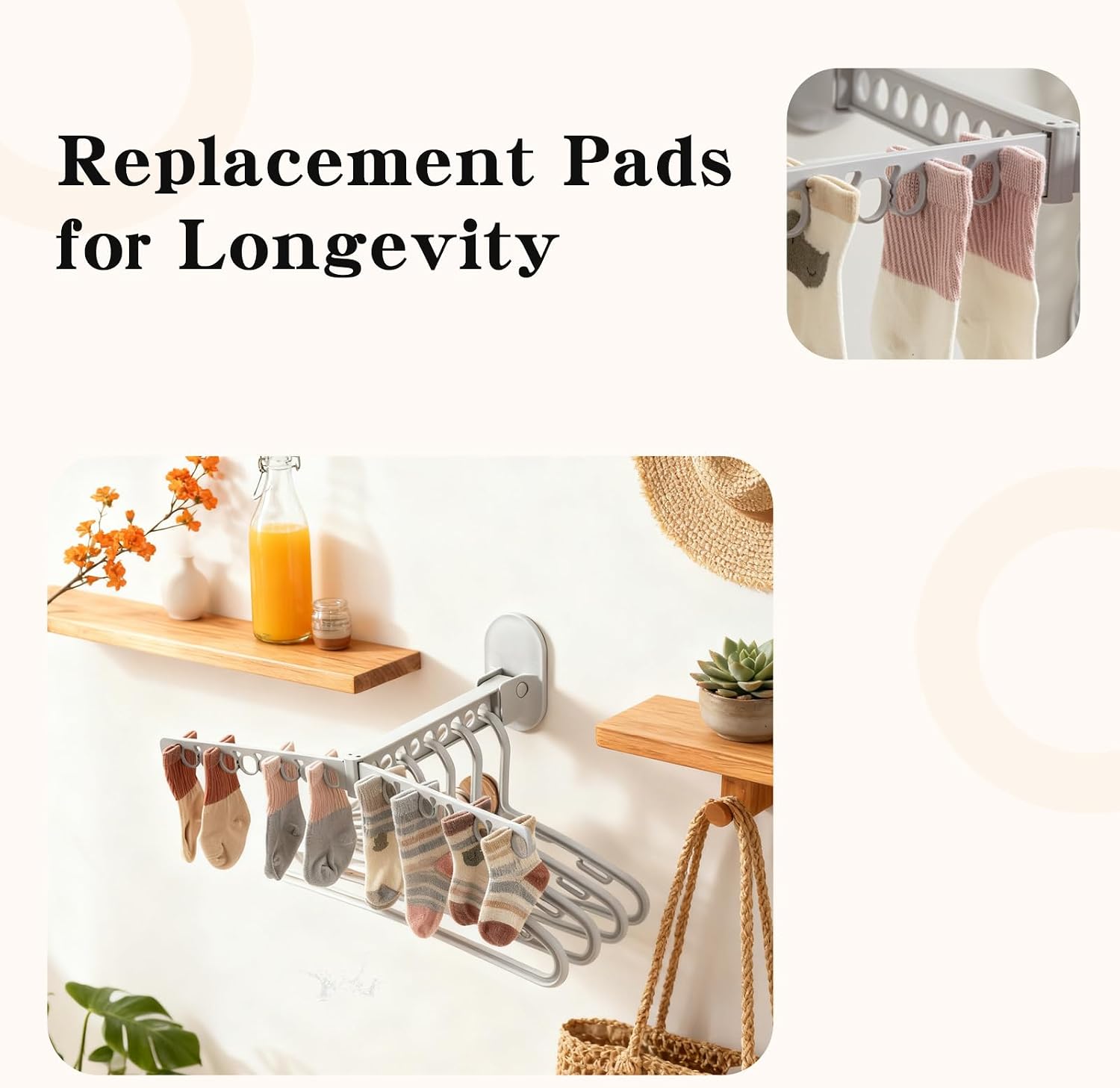 Collapsible Drying Rack, Laundry Drying Rack Wall Mount - Ideal for Underwear Hangers & Sock Hangers (4-Pack: 2 Gray,2 White)