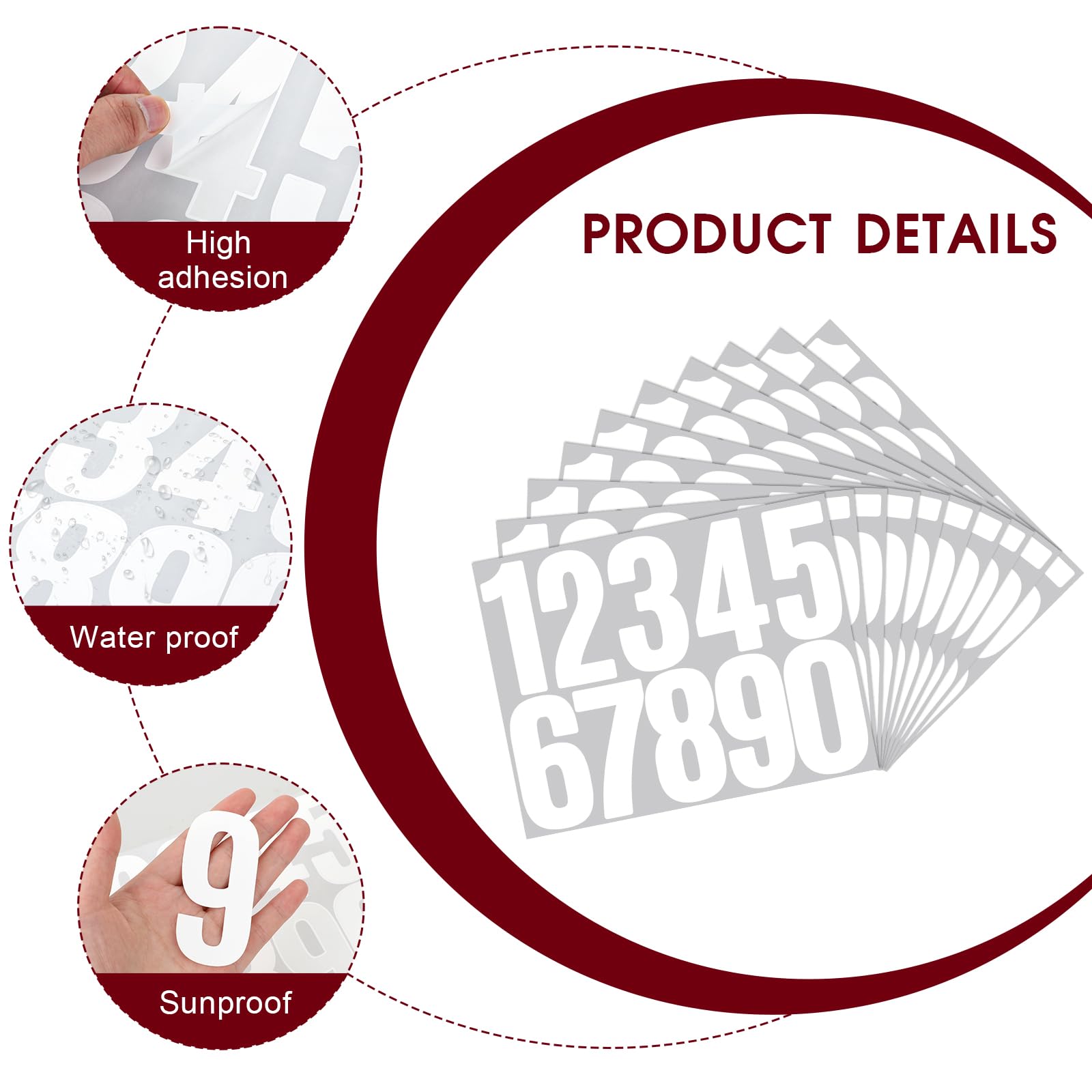 Waterproof Number Stickers 50 PCS 4 Inch Self-Adhesive Number Stickers ...