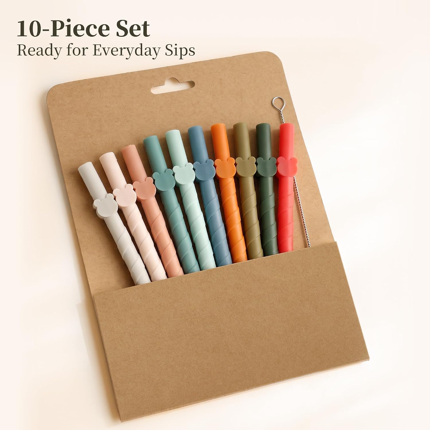 Reusable silicone straws for kids and adults - Dishwasher safe - 10 PCS 6.8 inch, BPA free, food grade multi-coloured straws for smoothies, shakes, drinks - Foldable for home and travel use