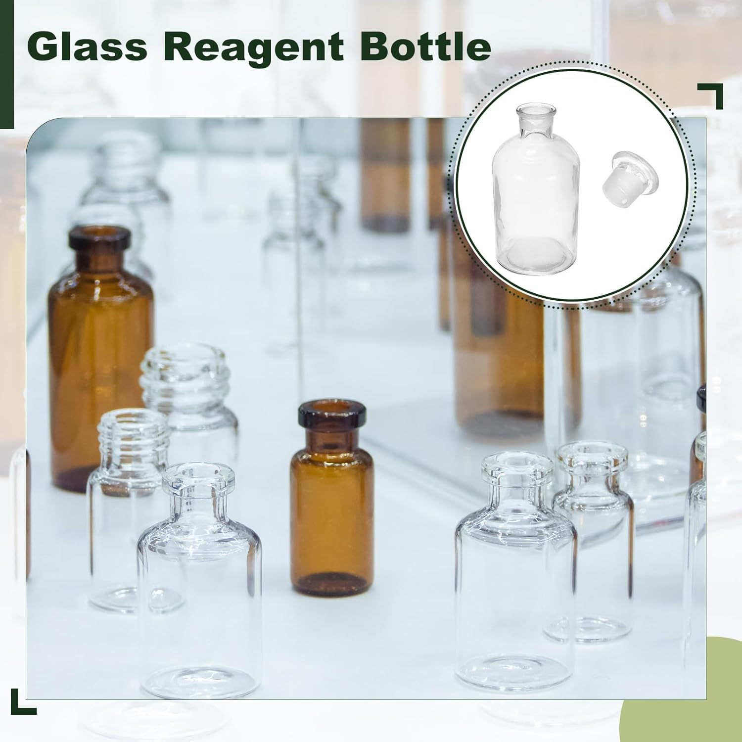 PATIKIL 2 Pack 1000ml Glass Reagent Bottle, Narrow Mouth Reagent Media Storage Bottle with Ground Stopper for Lab Water Reagent Liquids Chemistry Science Vase Perfume, Clear(35.2 Oz)