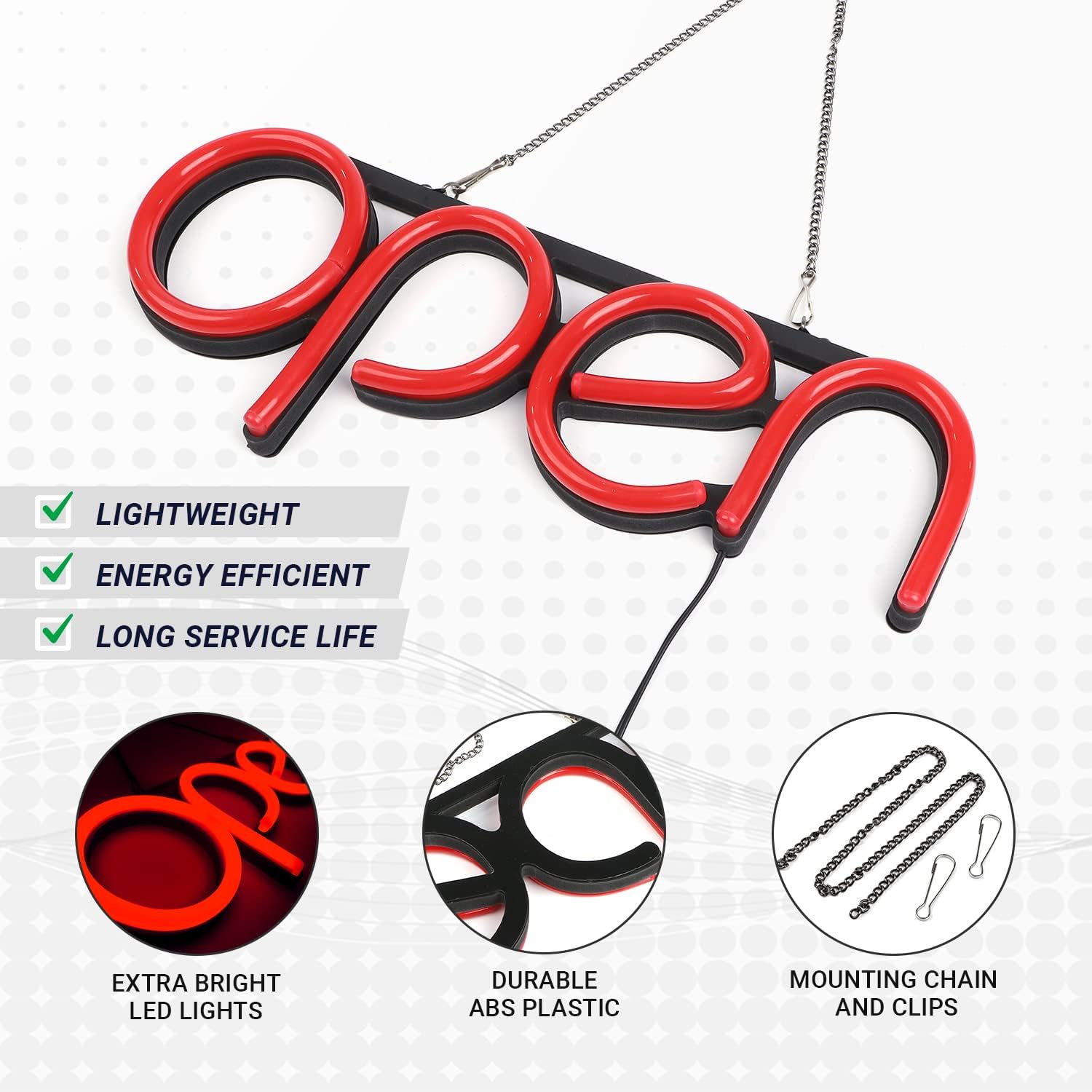 Buy Flashing LED Neon Open Sign Light for Business with ON & Off Switch ...