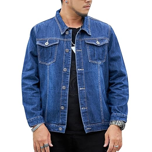 Snoly Jaquetas jeans masculinas com botões, jaquetas jeans regulares