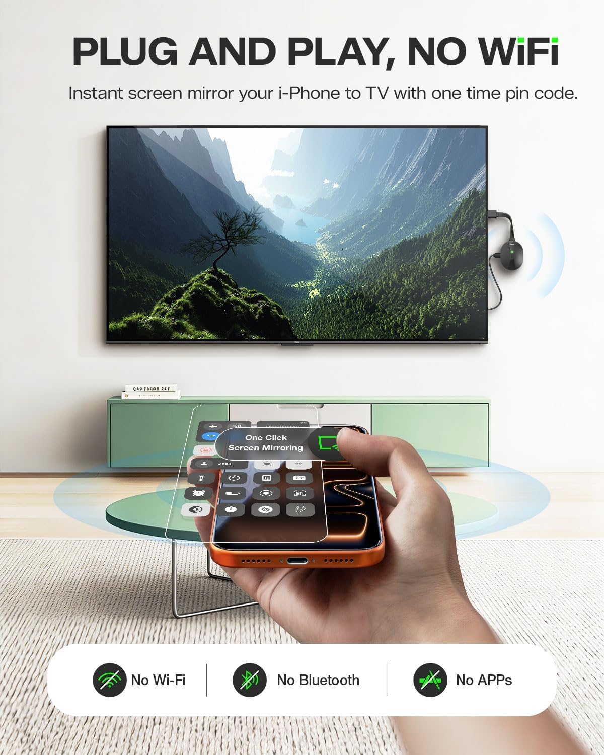 AIMIBO 2026 Wireless Display Adapter 4K, Plug & Play 2.4G+5G@60Hz HDMI Wireless Dongle for iOS Android Windows macOS Smartphone Tablet Laptop to HDTV Monitor Projector -Support Airplay DLNA Miracast