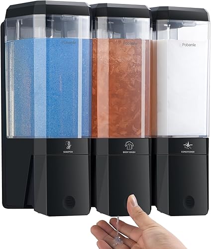 Dispensador de champú y acondicionador montado en la pared, dispensador de jabón de ducha, sin taladro, fácil instalación, dispensador de champú