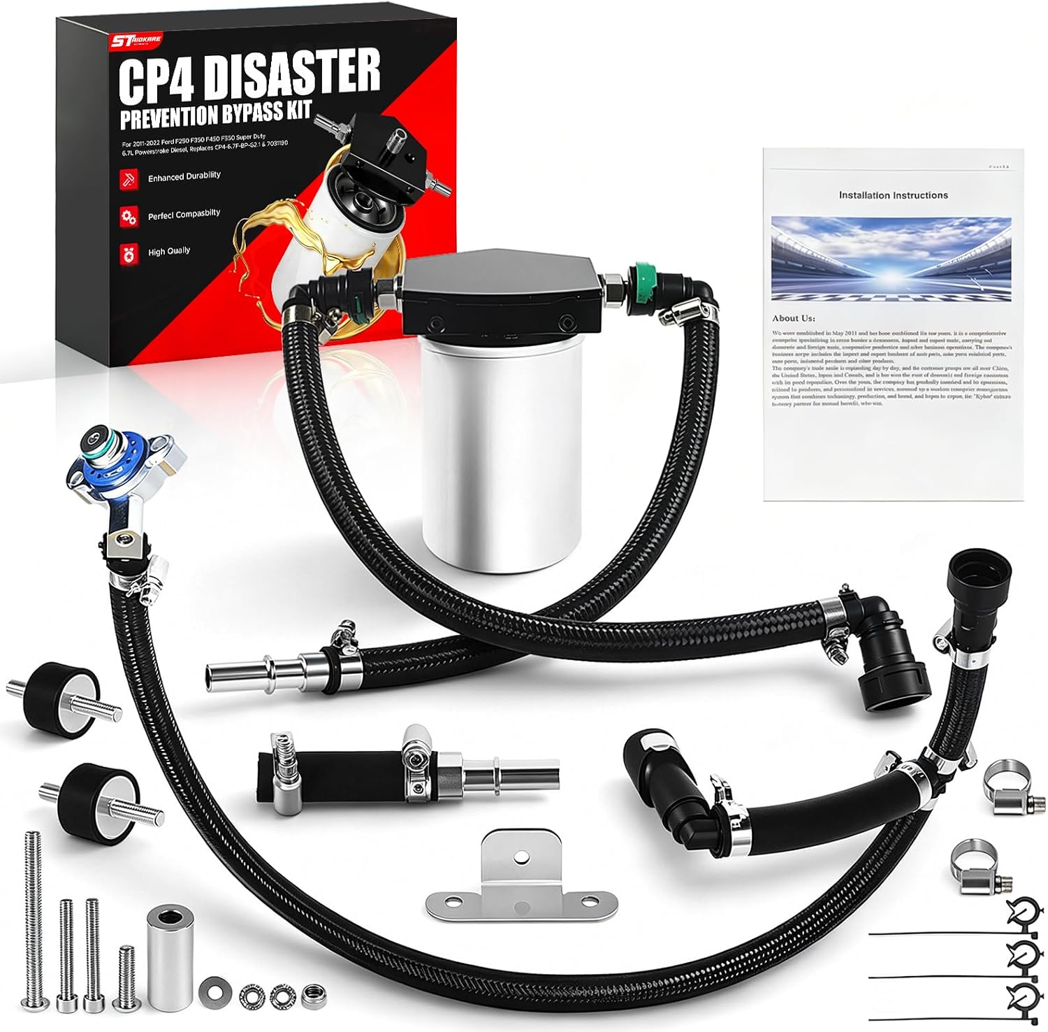CP4 Disaster Prevention Bypass Kit for 2011-2022 Ford F250 F350 F450 F550 6.7L Powerstroke, Compatible with CP4-6.7F-BP-G2.1 & 7031190, CP4.2 Pump Failure Protection Kit