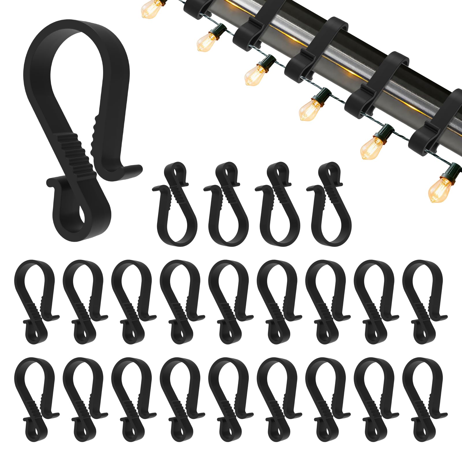 Gcstnn Dachrinnenhaken für Lichterkette, 40x Befestigung Lichterkette Outdoor Dachrinnenhalter Dachrinne Sunststoff für Weihnachten Lichterketten Weihnachtsbaum