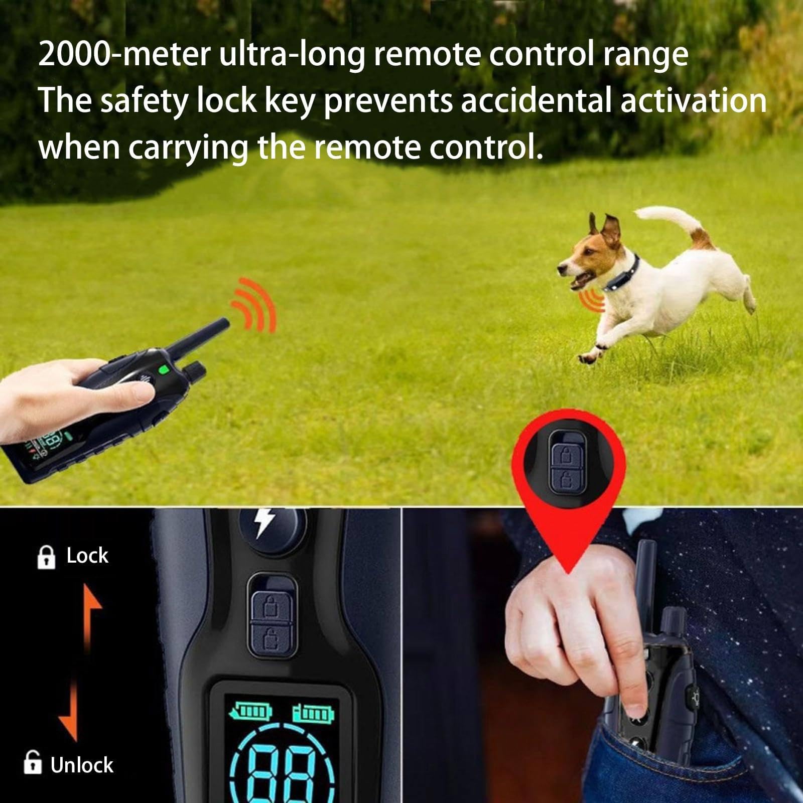Collar de Adiestramiento para Perros con Mando a Distancia, Distancia Ultra-Larga 1000M, 5 Modos, Chips Inteligentes Importados