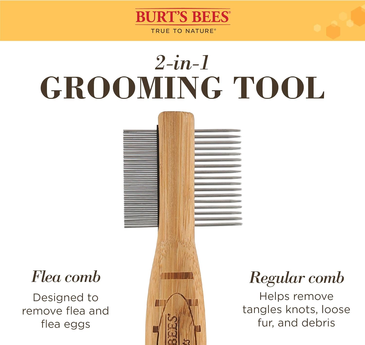 Burt's Bees for Pets 2-in-1 Double Sided Cat Comb | Flea Cat Comb Removes Fleas, Tangles and Matted Fur | Regular Cat Comb Is Ideal for Matted Cat Hair (FF12799) : Everything Else