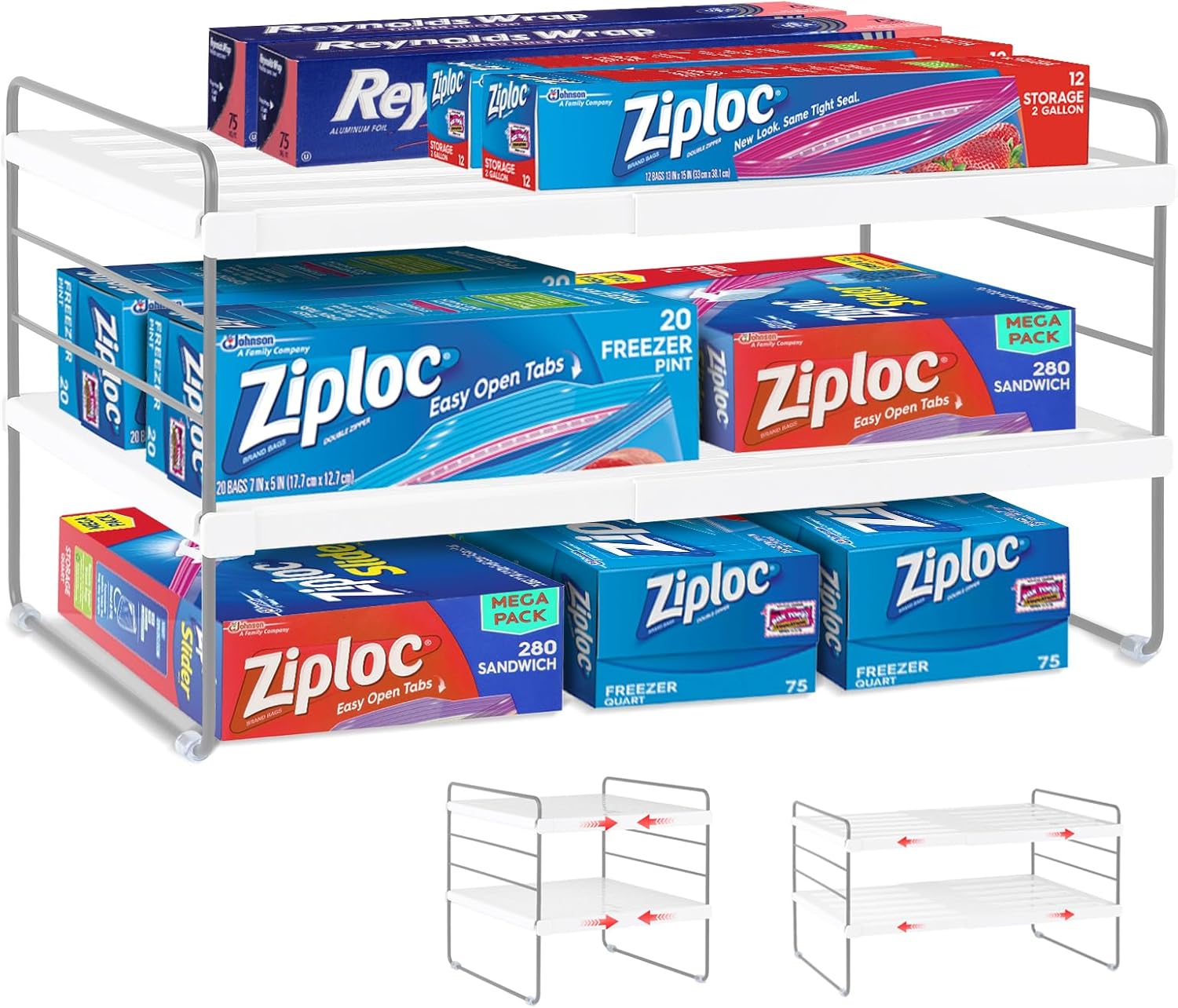 JUPELI Kitchen Cupboard Organiser Shelf, Expandable Plate Rack for ...