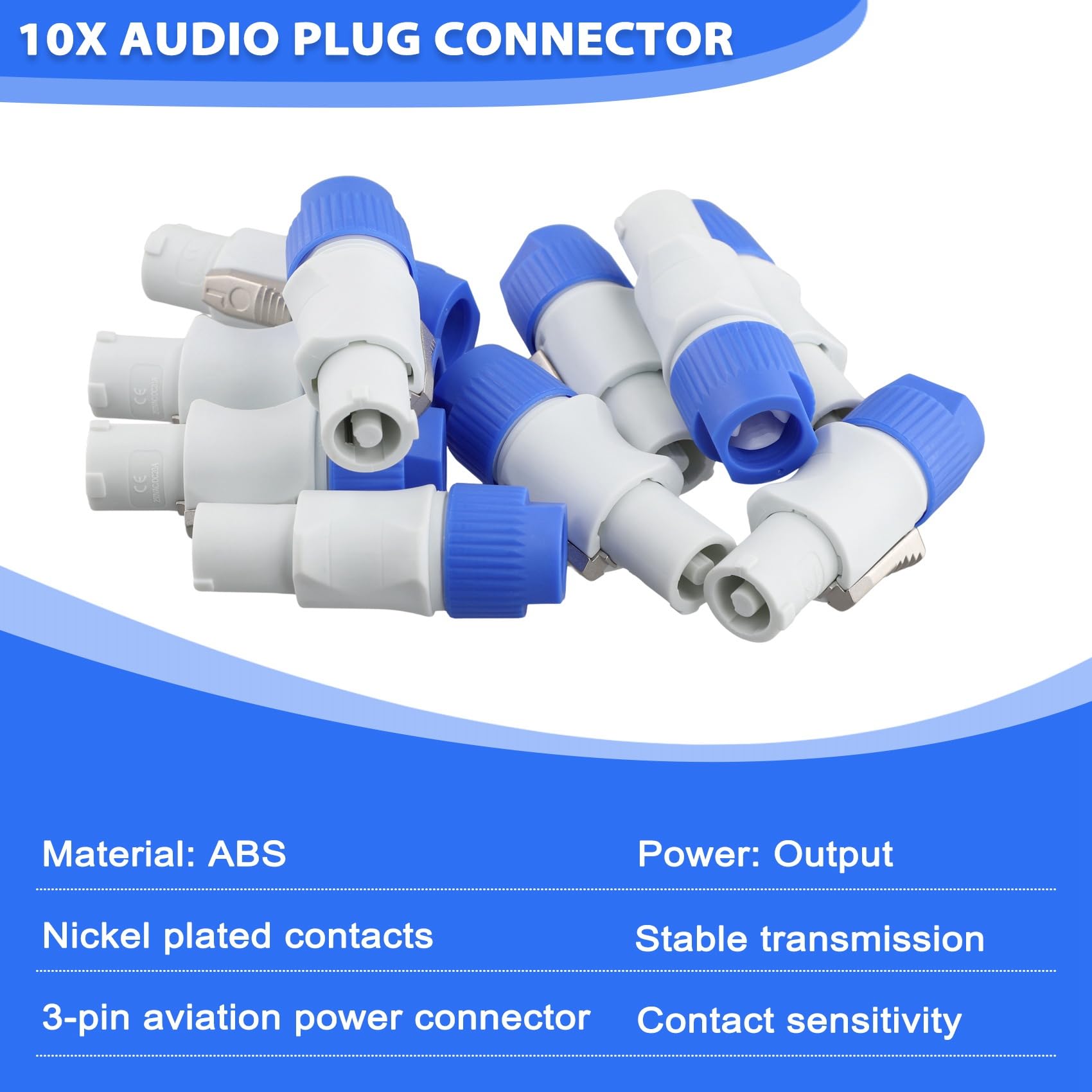 10 connettori Powercon a 3, presa di ingresso del segnale per uscita di potenza per luce fasciata, luce palcoscenico