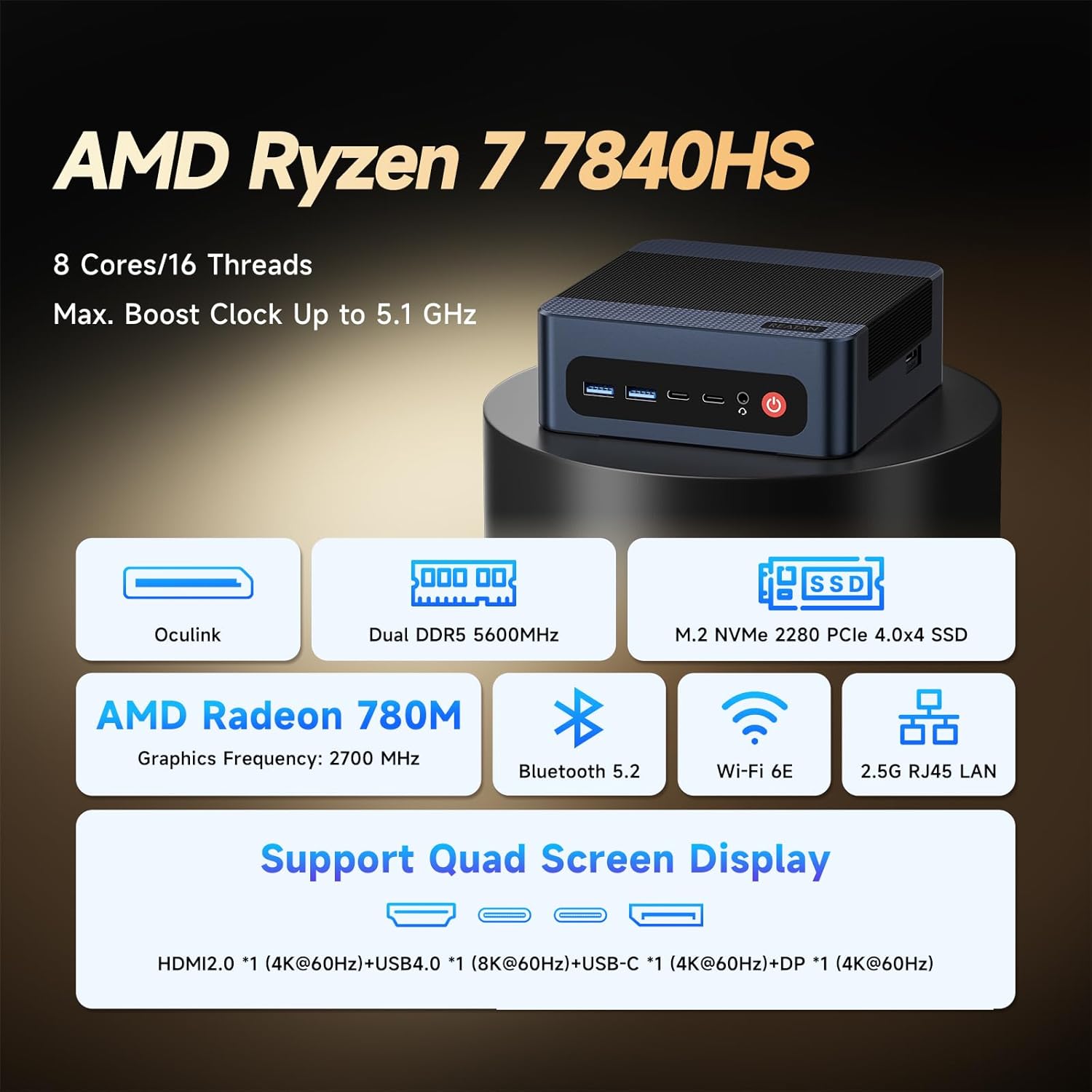 71oAxIQfrjL._AC_SL1500_ Reatan A6 Mini PC Gaming AMD Ryzen 7 7840HS Desktop Computer 32G DDR5 1TB NVME SSD Dual LAN 8K Qual Display USB4/HDMI/DP WIFI6 BT5.2