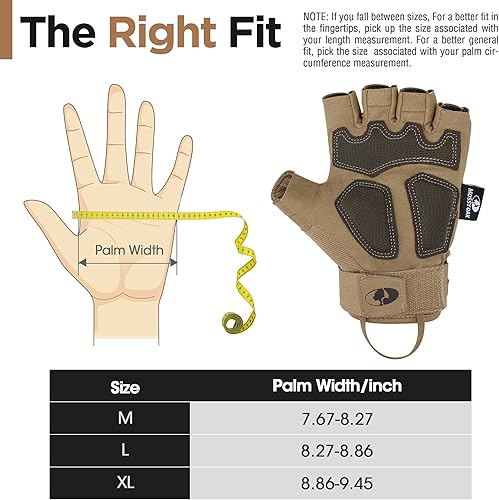 Miniatura 8 de Mossy Oak Guantes tácticos sin dedos, guantes de ciclismo con nudillos duros para entrenamiento de deportes al aire libre, paintball, caza, ciclismo