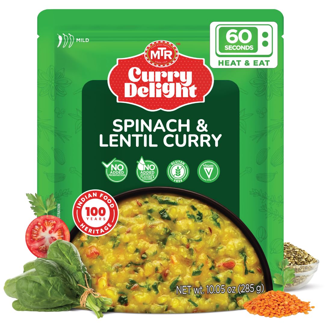 MTR Curry Delight - Authentic Indian Ready-to-Eat Punjabi Black Lentil Curry - Gluten-Free, No Added Preservatives or Artificial Additives - Delicious 100% Veg Indian Meal - Serves 2-285g - Pack of 6