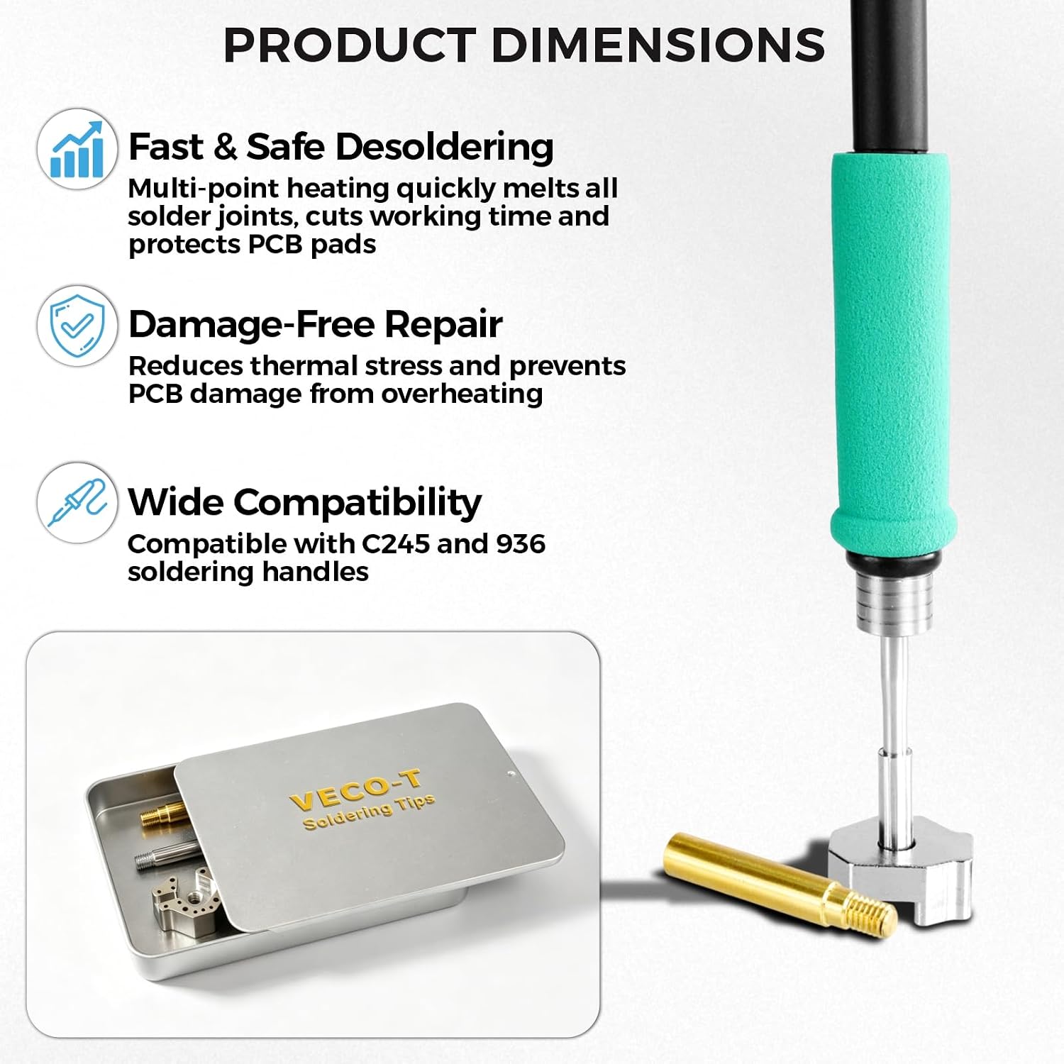 Joystick Soldering Iron Tip Set,Made of Copper with C245丨900M Soldering Tip Adapter, for P4 P5 xbox Switch Controller Repair,Desoldering Tip Precision Alignment