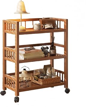 3 Tier Rolling Cart on Wheels, Wood Coffee Cart, Storage Islands for Kitchen Room, Living & Bedroom11.8 * 19.7 * 32.3in,A