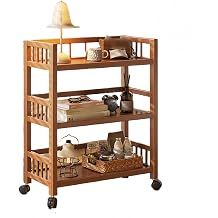 3 Tier Rolling Cart on Wheels, Wood Coffee Cart, Storage Islands for Kitchen Room, Living & Bedroom11.8 * 19.7 * 32.3in,A