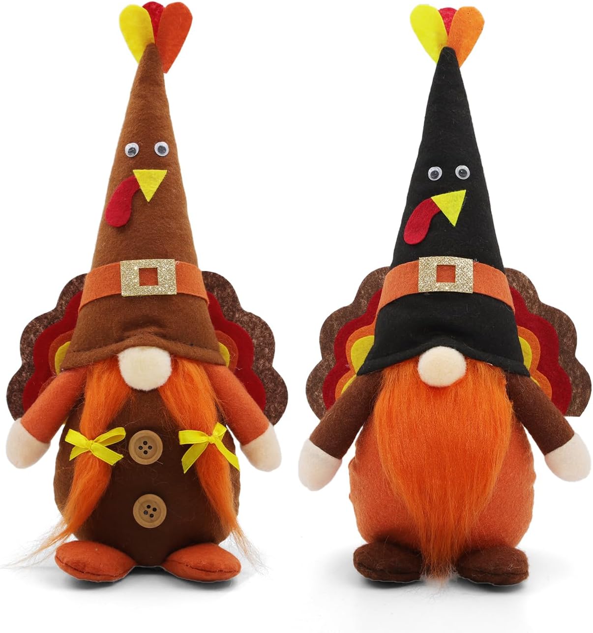 2PCS Thanksgiving Turkey Gnomes Plush – Fall Table Decorations for Home, Handmade Swedish Tomte Gnome Decor, Indoor Autumn Holiday Decor and Gift