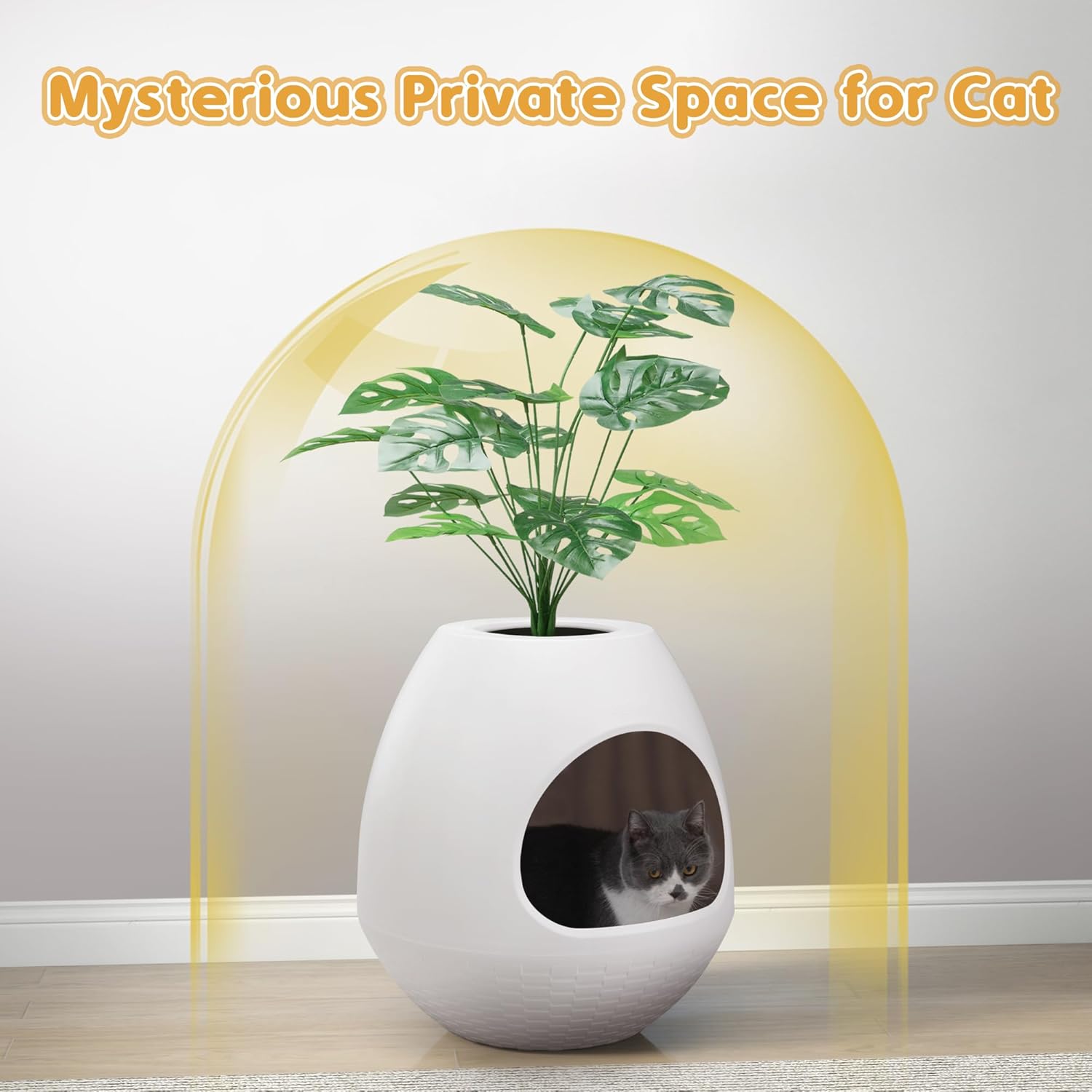 Eggloa6 Plant Large Cat Hidden Litter Box with 4X Litter Box Liners, Cat Litter Mat, Artificial Plant Litter Box Enclosure Furniture Large DIY Litter Box Furniture for Cat Kitty Bunny