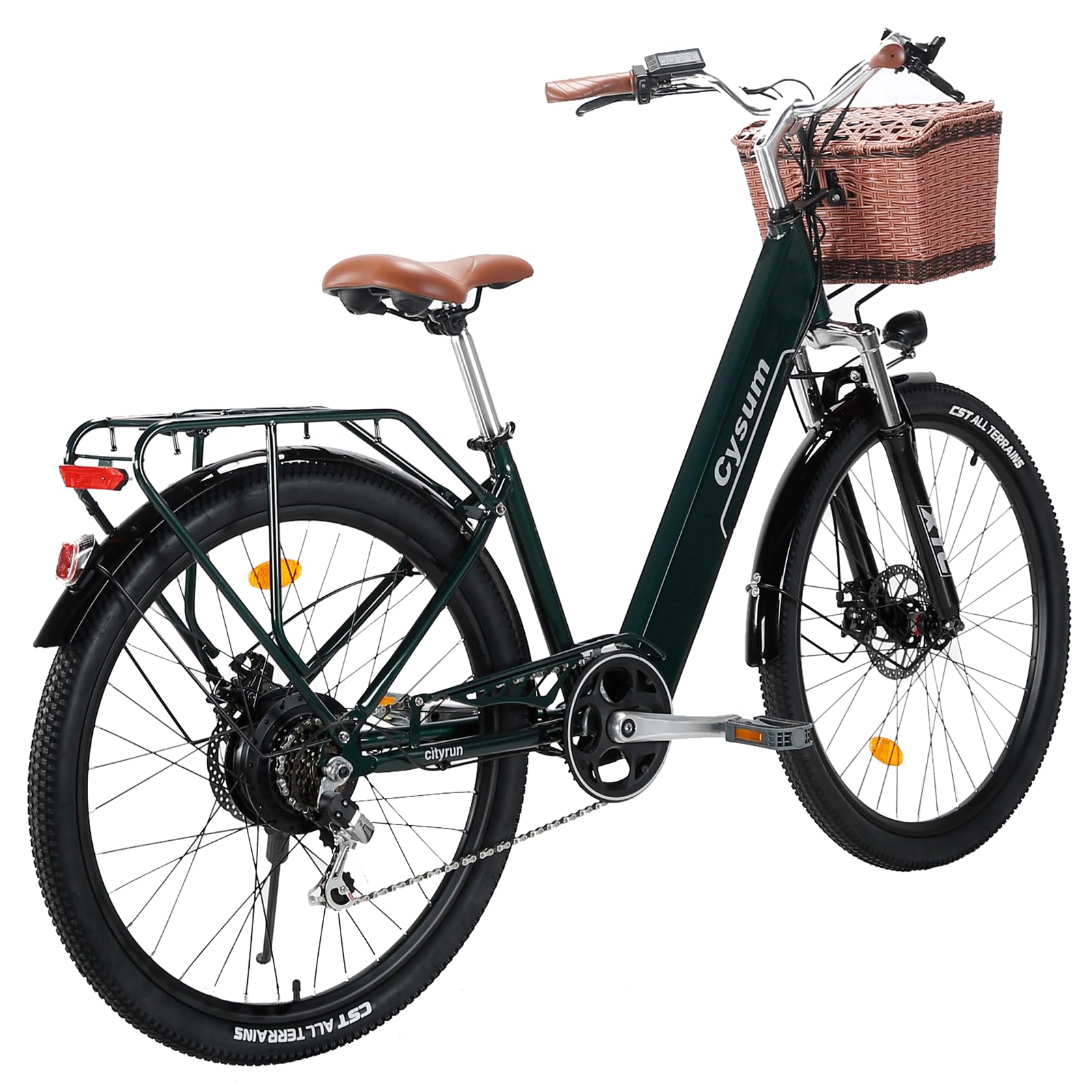 cysum 250W Vélo électrique Urbain Femme, 26" Ville Ebike 7 Vitesses, Banlieue City Electric Bicycle Classique, Pédalage Assisté, Batterie 36V 10Ah, Portée 60-80km, Frein à Disque
