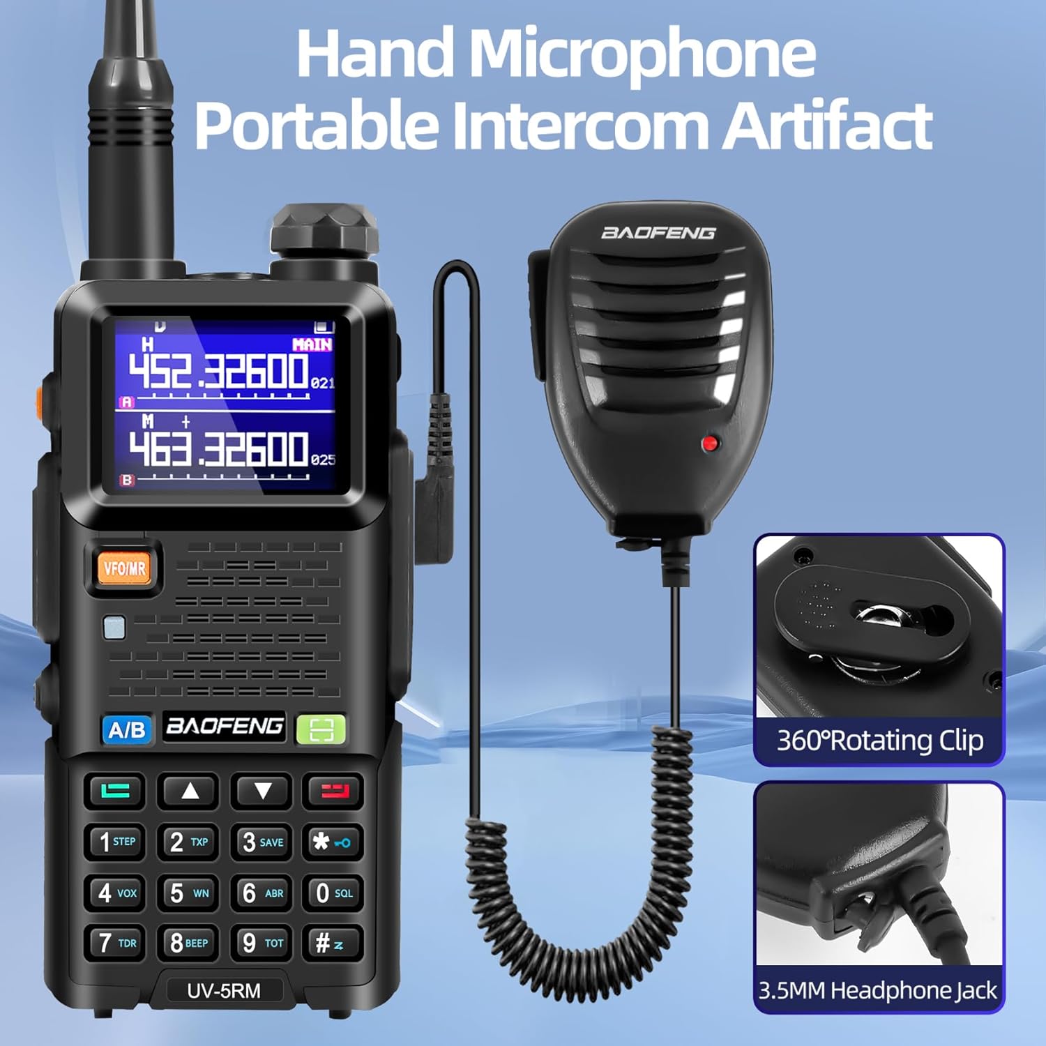 BAOFENG UV-5RM 10W Handheld Ham Radio Long Range, Portable Two Way Radio with 2500mAh Type-C Charging Battery, Rechargeable 5RM Multi-Band Walkie Talkies for Adults (2 Pack)