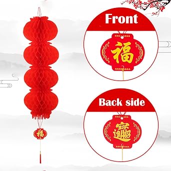 5 Pcs Chinese New Year Decorations, Chinese Lantern, Lanterns, Suitable for Cultural Celebrations, Party Decor,Weddings, Parties and Holiday Decorations [Energy Class A]