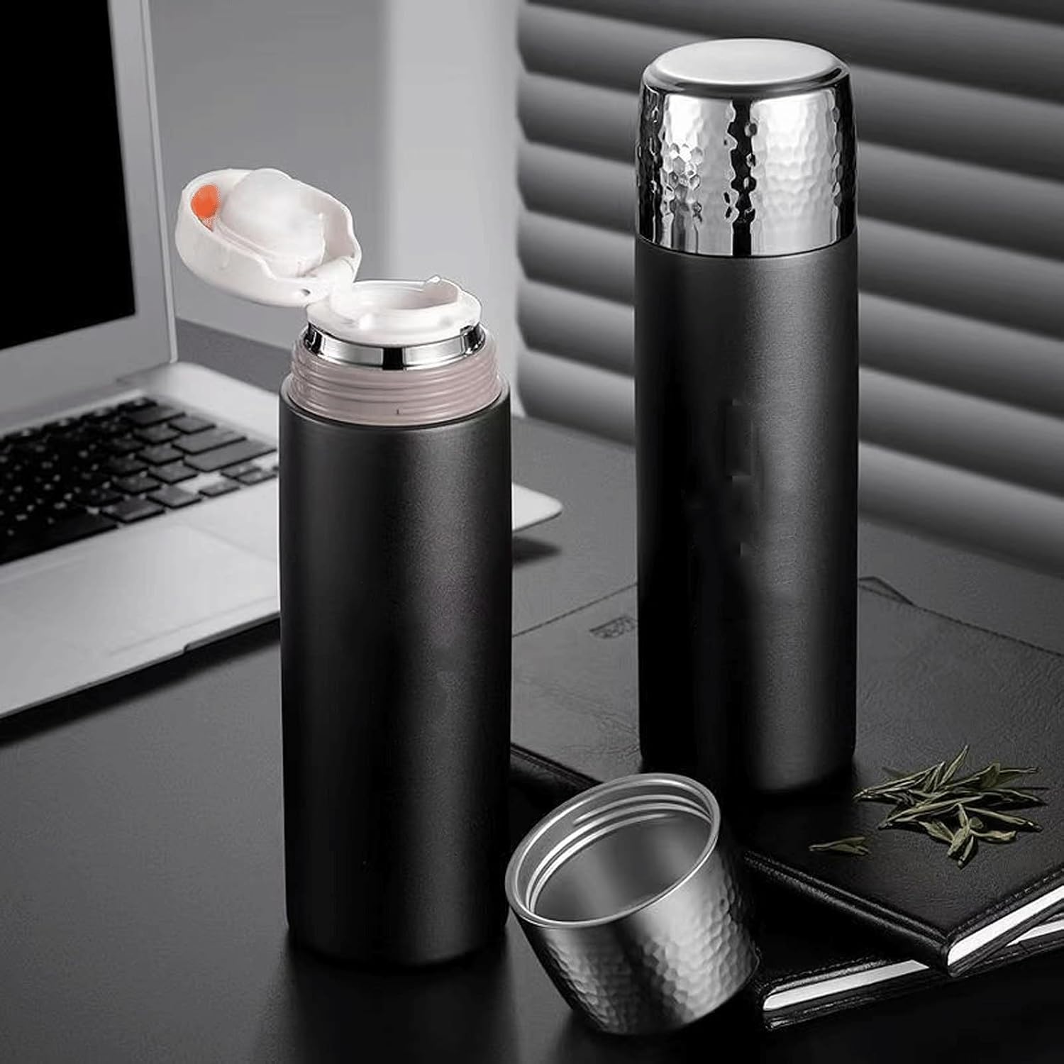 Thermal flask Stainless Steel Insulated Water Bottle Vacuum Insulated Travel Tumbler Office Water Bottle for Hot and Cold Drinks Tea Flask Coffee Mug 18.6 oz (black)
