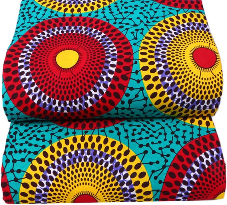 African Fabric 100% Cotton African Ankara Print Fabric 6 Yards One Piece