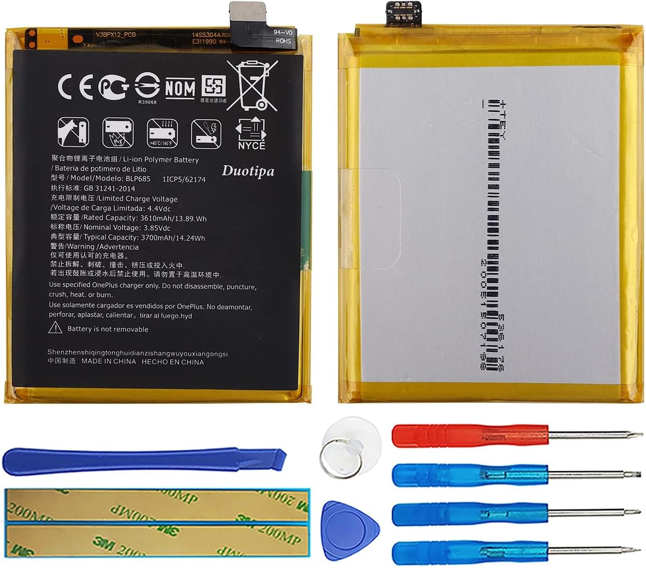 Duotipa BLP685 Battery Compatible with One Plus 6T 1+6T A6010 A6013 with Repair Tool Kit